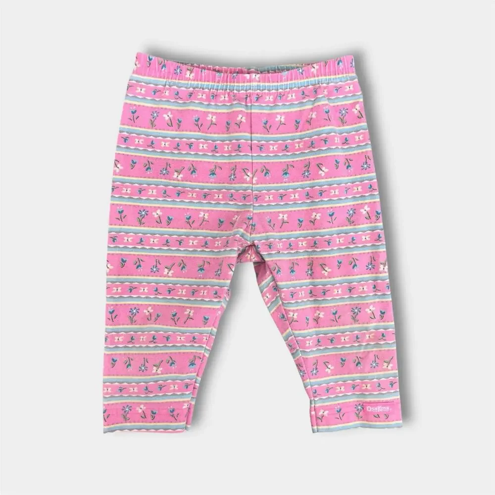 Vintage OshKosh Pink Floral Leggings 12 Months USA